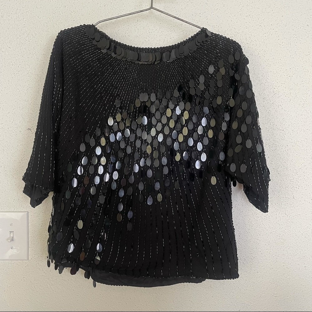 STUNNING Oleg Cassini 1980’s beaded blouse!